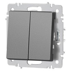 Переключатель Intro Accent 6-107-07 двойной, 10А-250В, IP20, СУ, AL/CU, графит