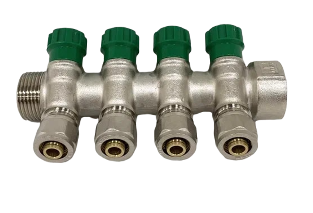 Коллектор Grema НВ 1x16 евроконус на 4 вых c вентилями (CN)