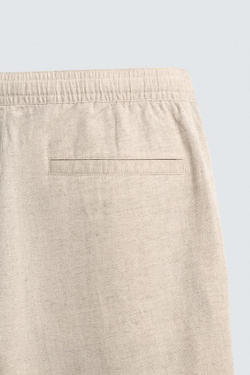 ZARA БРЮКИ RELAXED FIT ИЗ СМЕСИ ХЛОПКА, СВЕТЛО-БЕЖЕВЫЙ