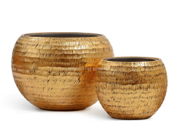 Кашпо TREEZ Effectory - Metal - Полусфера - Чеканное золото