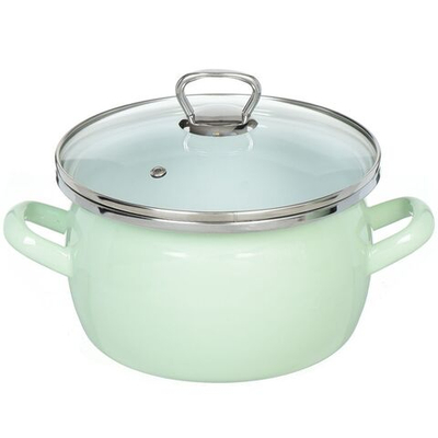Кастрюля сталь, эмал, 3 л, с крыш, Сантэкс, 1-2430111, салатовый ментол, индукц