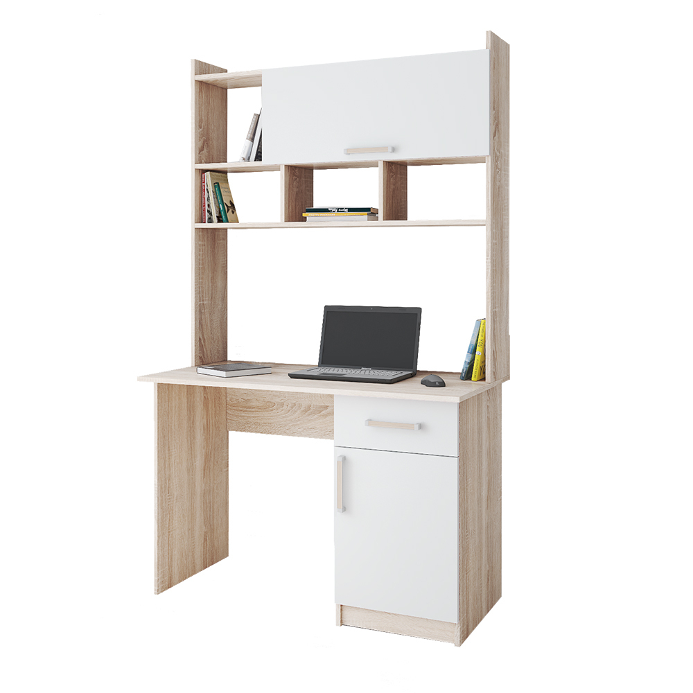 Стол компьютерный Квартет-10, дуб сонома/белый