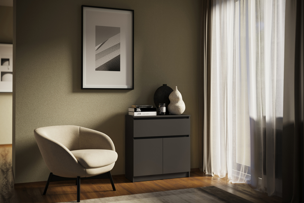 Комод Челси 800 (1 ящик 2 двери), Графит