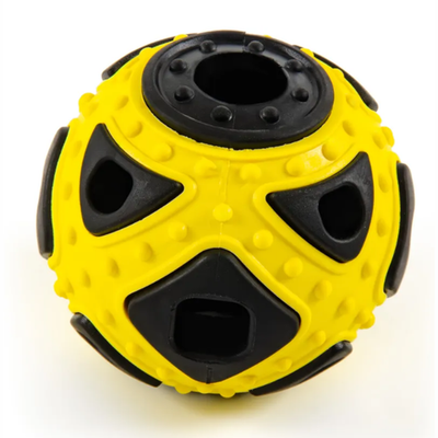 Skyrus игрушка для собак резиновая "мяч для лакомств", чёрно-жёлтая, 6.4x6.4x5.9см
