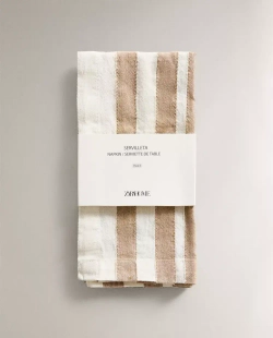 ZARA HOME САЛФЕТКА В ПОЛОСКУ (НАБОР ИЗ 2 ШТ.), СВЕТЛО-БЕЖЕВЫЙ