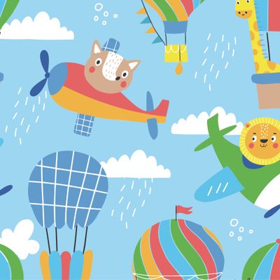 милый паттерн с самолетами и воздушными шарами для мальчиков