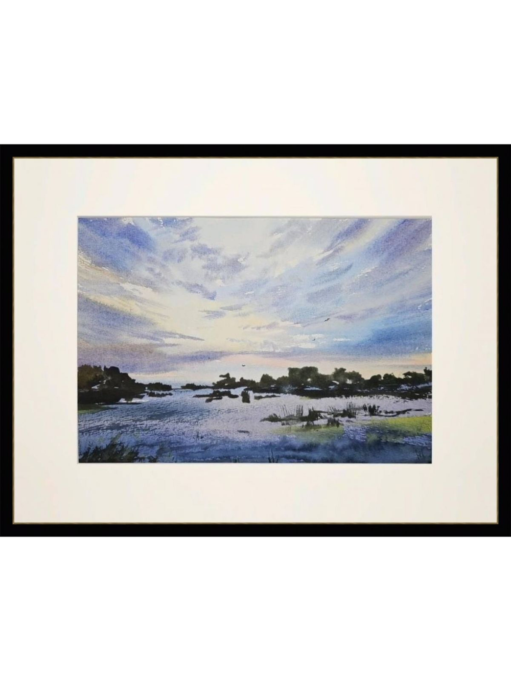 Картина авторская акварельная в паспарту 30х40 см на стену для интерьера "Еще один рассвет"