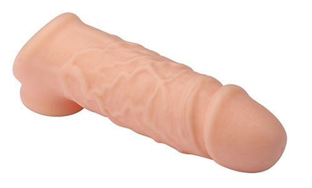 Телесная насадка EXTENDER WITH BALL STRAP 5.5 - 14 см. (Цвет: телесный)