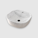 Раковина накладная овальная, с полочкой для смесителя 405x405x120 мм SPIN 40 CG.23597 мрамор белый