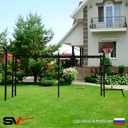Уличная шведская стенка Sv Sport рукоход х 2 с комплектом турник прямой У55533К (Брусья/Скамья/Деревянные/Щит баскет/Кронш бокс)