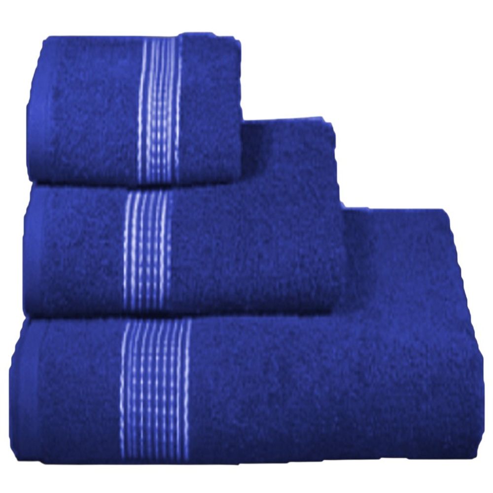 Набор из 3-х махровых полотенец "П37. Косичка" в упаковке, цвет синий, 100% хлопок, Россия.