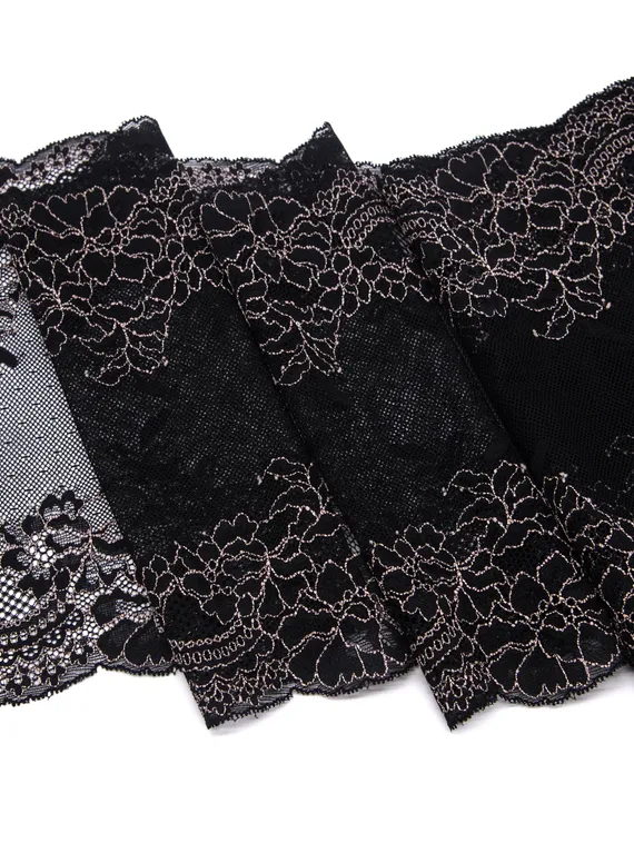 03-222 Кружево эластичное 22 см, черный/телесный