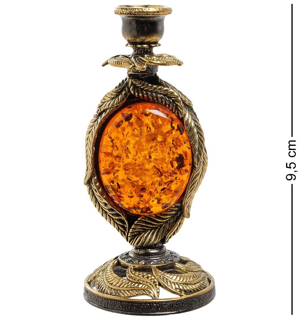 Народные промыслы AM-1878 Подсвечник «Ива» (латунь, янтарь)