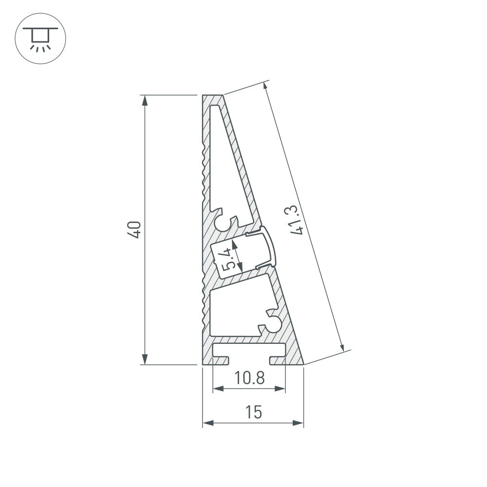 Профиль PLINTUS-H40-2000 BLACK (Arlight, Алюминий) 052398