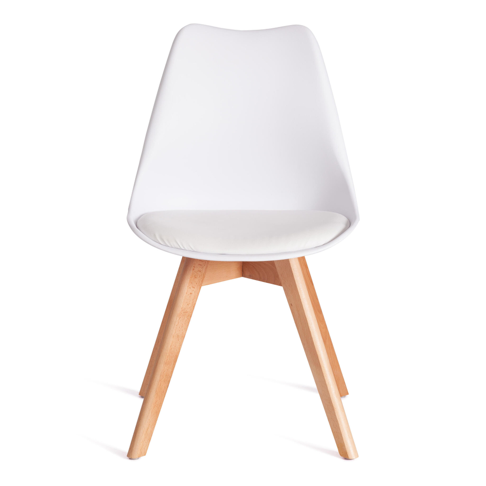 Стул TULIP (mod. 73-1) дерево/пластик/экокожа, 47,5x55x80 см, Белый (White)