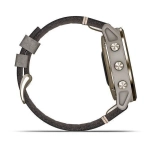 Спортивные наручные часы Garmin Fenix 6s Sapphire золотистый с серым кожаным ремешком 010-02159-40