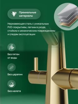 Смеситель для кухни Domaci Ливорно D8647GM золото матовое