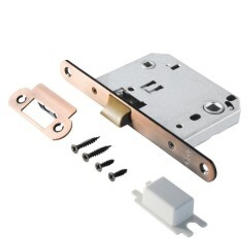 Защелка АЛЛЮР АРТ L7050 PR АС стар.медь, пластик, овал.планка 18мм б/ручек с фиксатором  / 11557