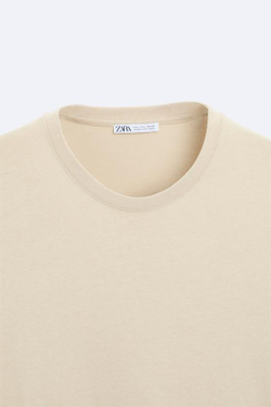 ZARA БАЗОВАЯ ФУТБОЛКА MEDIUM WEIGHT, РЫЖЕВАТО-КОРИЧНЕВЫЙ