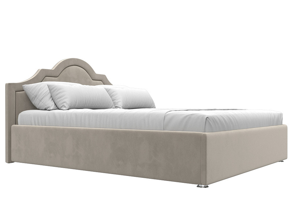 Кровать интерьерная Афина 160, Бежевый, Микровельвет, 28513