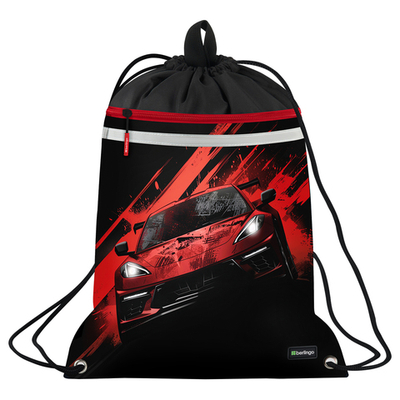 Мешок для обуви 1 отделение Berlingo "Fast Track", 360*460мм, вентиляционная сеточка , светоотражающая лента, карман на молнии