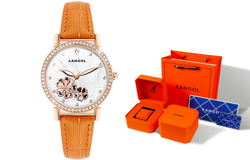 KANGOL Automatic Mechanical Movement Genuine Leather Strap Watch Women"s Watch White Dial