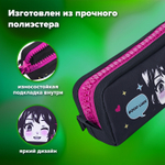 Пенал BRAUBERG с объемной "тракторной" молнией 1 отделение ткань 22х8х6 5 см "Anime girl" (2 штуки в упаковке)