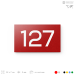 Номер на дверь 127, табличка на дверь для офиса, квартиры, кабинета, аудитории, склада, красная 120х70 мм, Айдентика Технолоджи