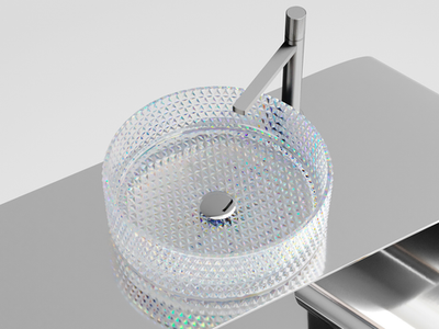 Умывальник чаша накладная круглая (цвет неон) Cristal 360x360x112мм