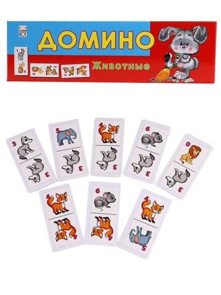 Домино детское Животные, от 3+ лет, пластик, Рыжий кот