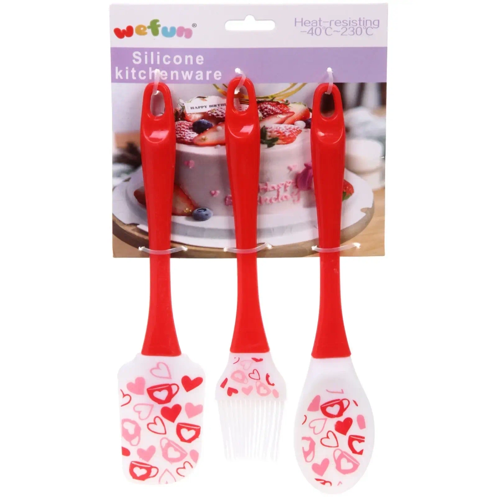 Набор кулинарный (лопатка 24,5*3см+кисточка 22,2*4см+ложка 24*4,8см) «Любовь к готовке»