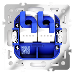 Розетка компьютерная встраиваемая двойная RJ45+RJ45 кат.6, (белый глянцевый) Voltum S70 VLS060201