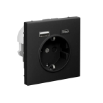 ARTGALLERY РОЗЕТКА 16А с 2 USB A+C, 5В/2,4А/3,0А, 2х5В/1,5А, механизм, КАРБОН