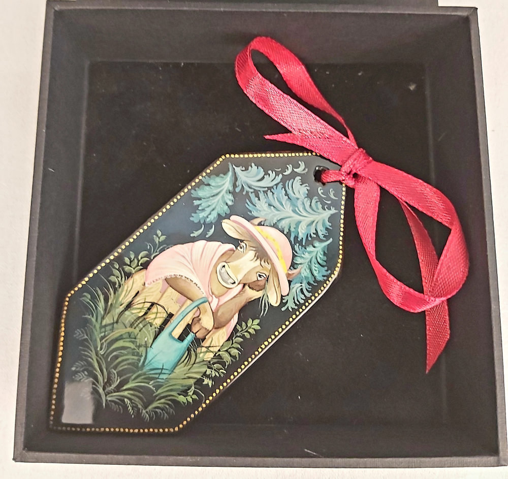 Ёлочная игрушка  Конфета с росписью "Буренка"