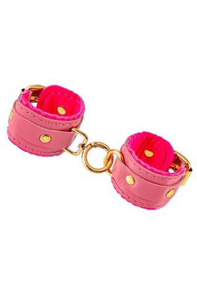 Розовые двуслойные кожаные наручники-браслеты (Цвет: розовый)
