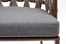 "Диего" стул плетеный из роупа, каркас из стали коричневый (RAL8016) муар, роуп коричневый круглый, ткань серая