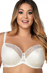 Бюстгальтер plus size со сшивными чашками и нежным кружевом (Размер: 90I) (Цвет: кремовый)