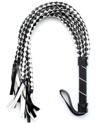 Черно-белая плеть многохвостка со стразами на рукоятке (Цвет: черный с белым)