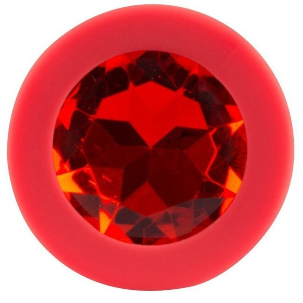 Маленькая красная пробка с красным кристаллом ONJOY Silicone Collection (Цвет: красный)