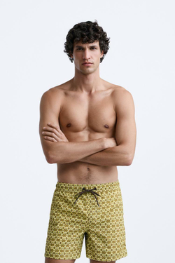 ZARA ПЛАВКИ С ГЕОМЕТРИЧЕСКИМ ПРИНТОМ, БЕЖЕВЫЙ