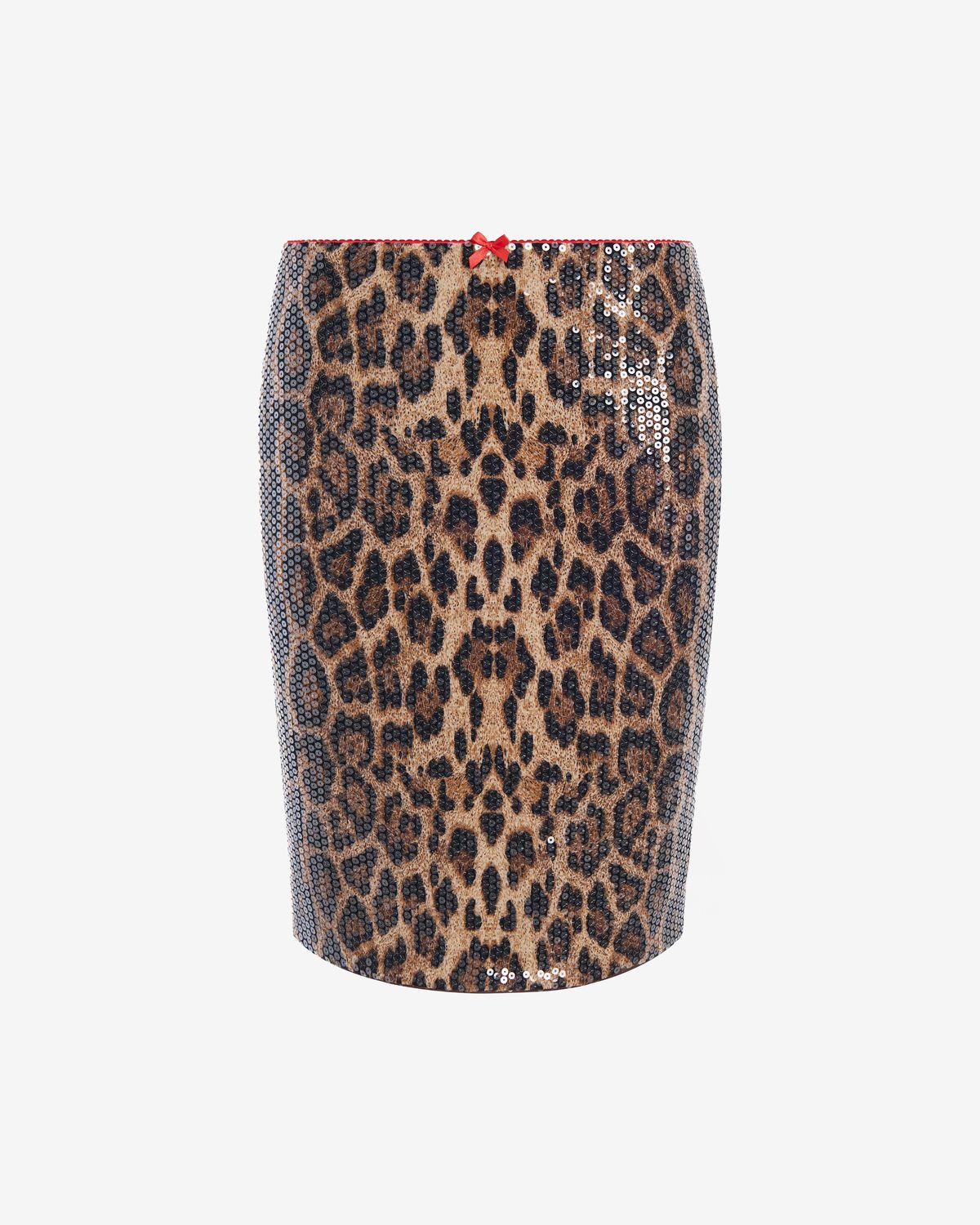 Юбка мини из пайеток с леопардовым принтом