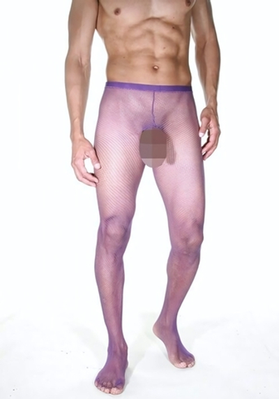 Мужские фиолетовые колготы с полностью открытыми ягодицами (Размер: S-M) (Цвет: фиолетовый)