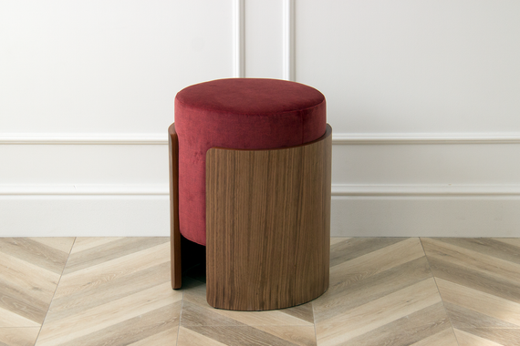 Пуф Lagom (бордовый FiberGuard, орех)