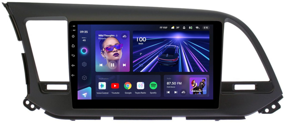 Магнитола для Hyundai Elantra 6 2016-2018 (без штатной КЗВ, рамка тип 2) - Teyes CC3 монитор 9" QLED на Android 10, ТОП процессор, 4Гб+32Гб, CarPlay, 4G SIM-слот