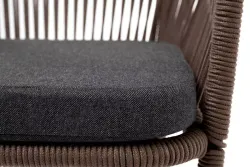 "Марсель" стул барный плетеный из роупа, каркас из стали коричневый (RAL8016) муар, роуп коричневый круглый, ткань темно-серая 027