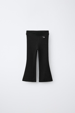 ZARA ЛЕГИНСЫ FLARE ИЗ ИНТЕРЛОКА С ЭТИКЕТКОЙ, ЧЕРНЫЙ