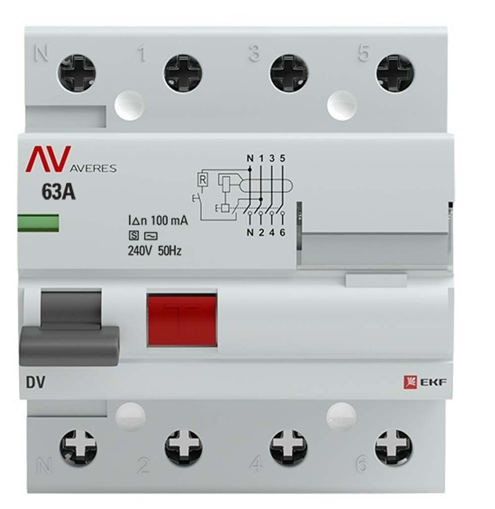 УЗО  EKF rccb-4-63-100-s-av