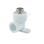 Угольник PP-R комбинированный белый Дн 20х3/4" НР с креплением VALFEX 10121120
