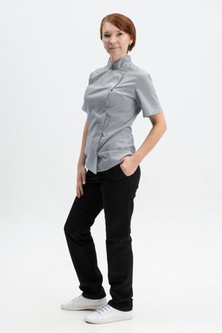 Китель повара женский серый короткий рукав "Формат"