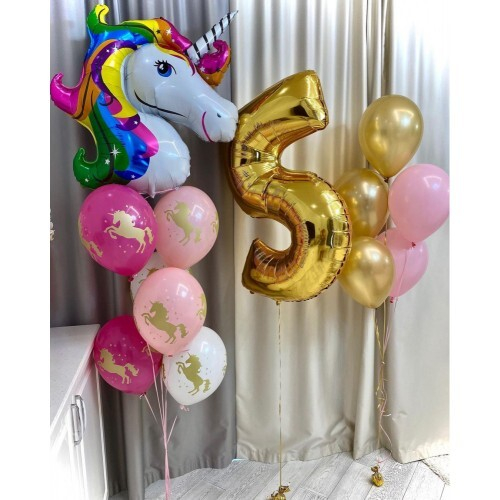 Композиция из шаров «Сказка для Девочек с Единорогом» на 5 лет
